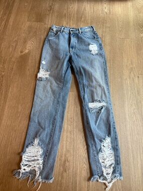 SER.O.YA Light Blue Distressed Straight-Leg Jeans